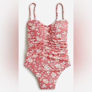 J.Crew Ruched sweetheart one-piece Swimsuit in tossed floral